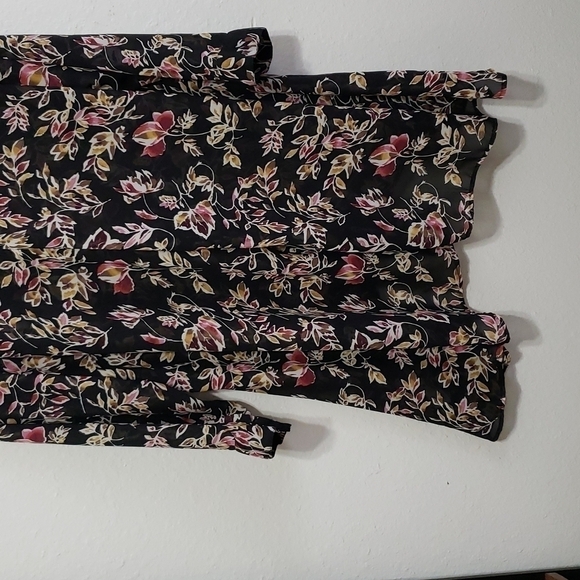 Nwot Caffe Marrakesh Floral Blouse Sheer High Low Hem, Size XL - Picture 5 of 13